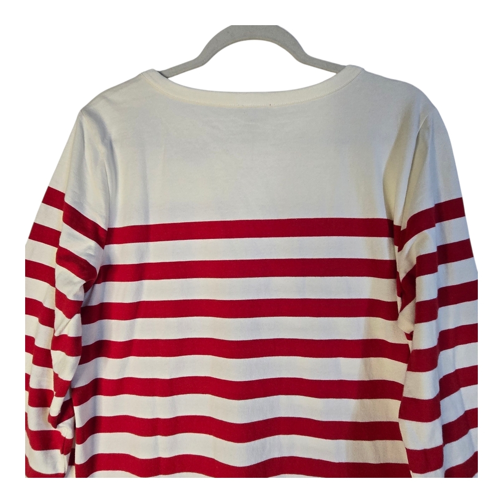 Talbots Red & White Striped Long Sleeve Pullover Top With ❤️ L'Amour Detail NWT - Picture 7 of 11